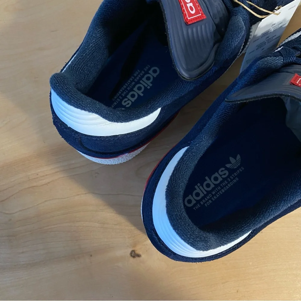 Adidas Busenitz Navy Suede Red Skateboarding Shoe - Size 10